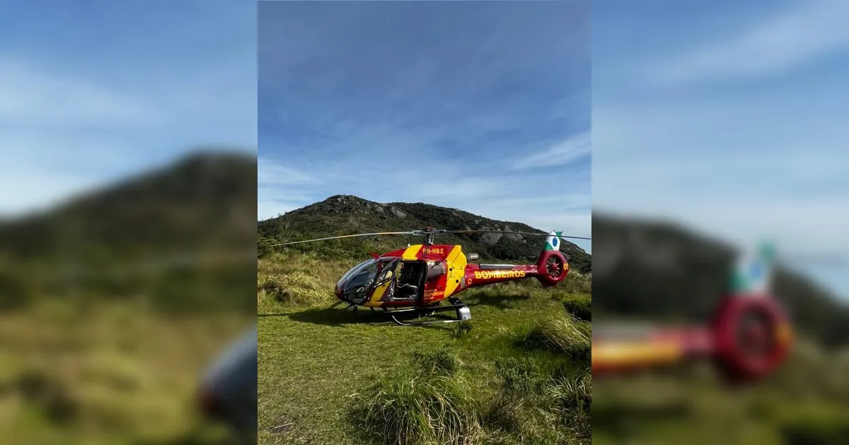 Queda em trilha mobiliza resgate aéreo na Serra da Baitaca, no Paraná