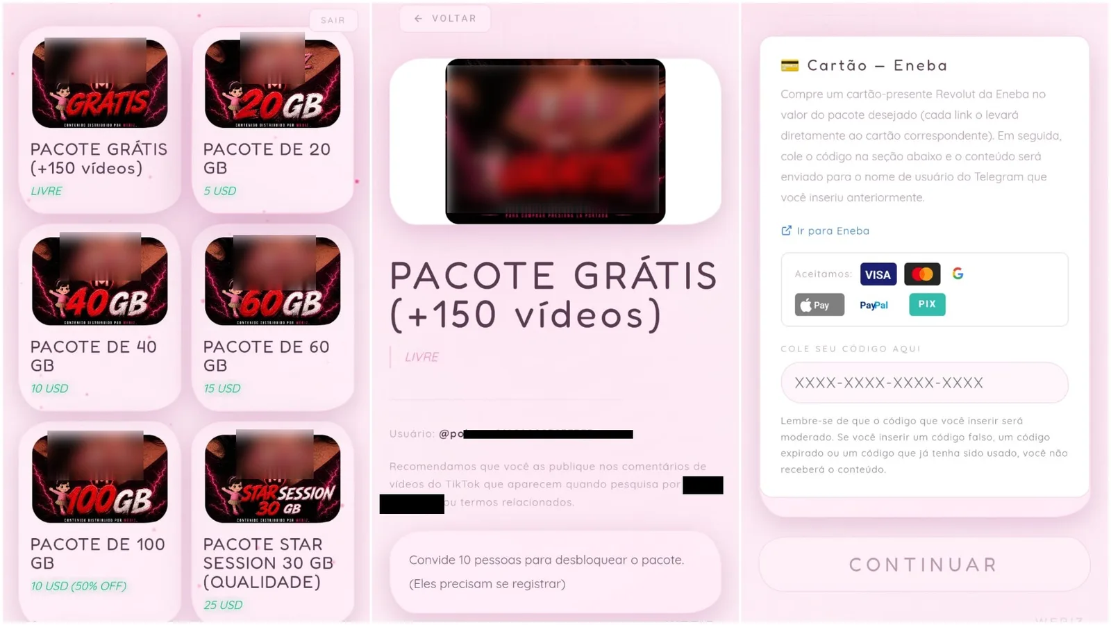 Códigos em comentários levam usuários do TikTok a negociações no Telegram