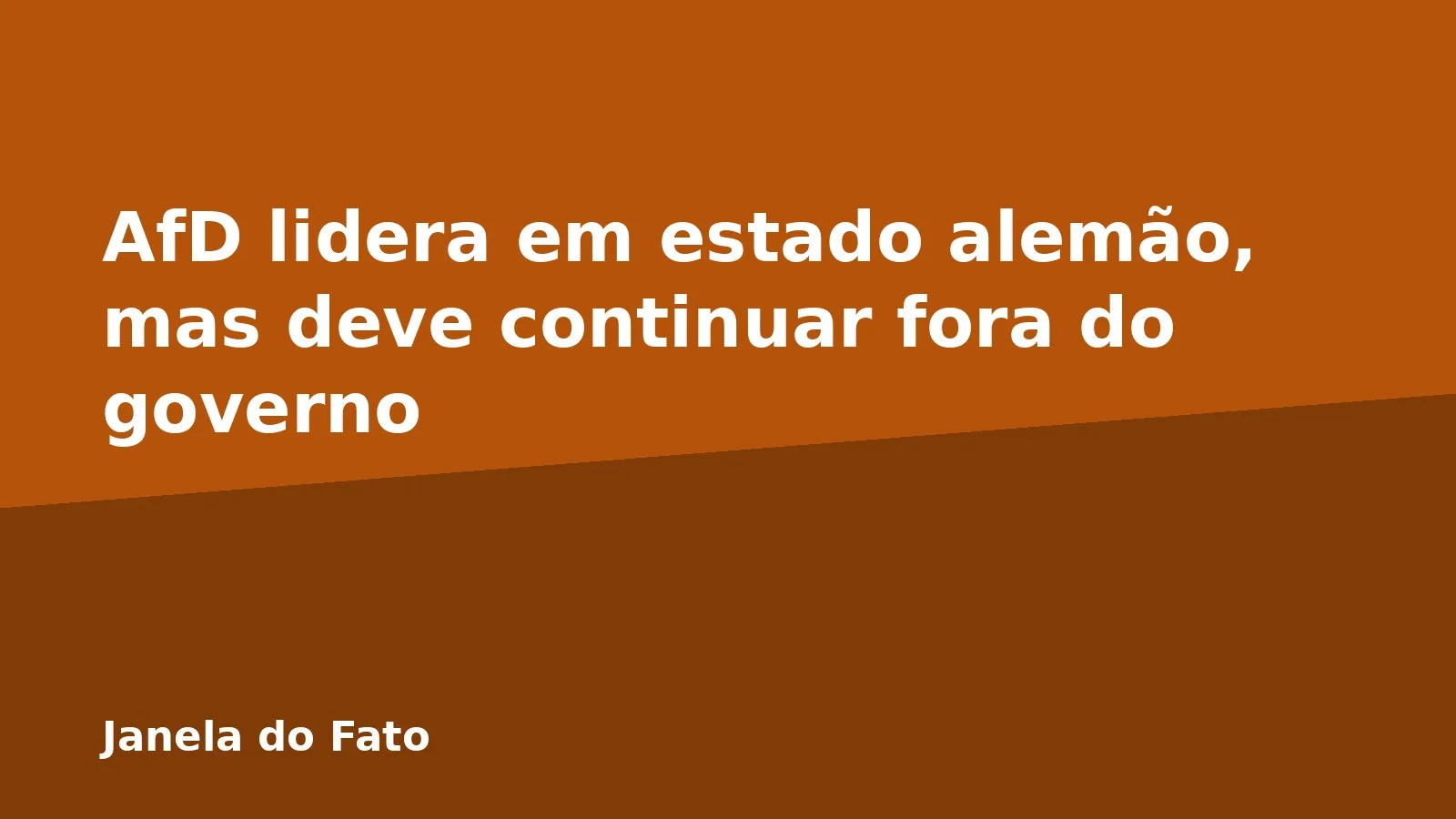AfD lidera em estado alemão, mas deve continuar fora do governo