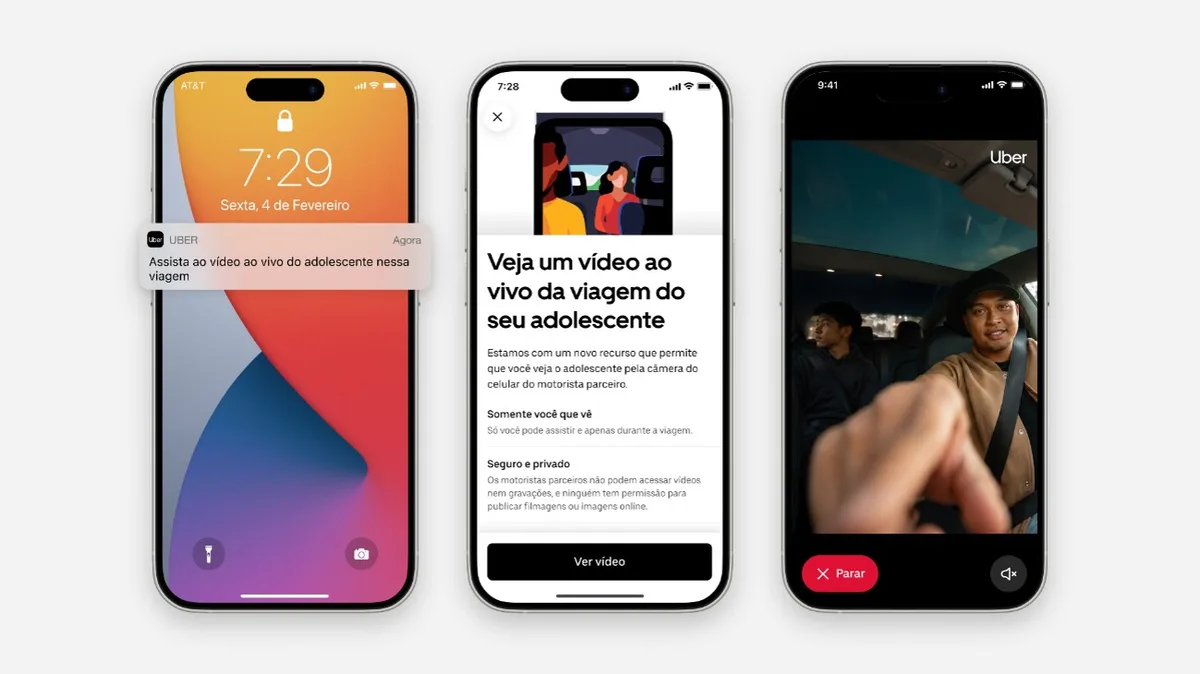 Pais poderão acompanhar corridas de adolescentes pela câmera do motorista da Uber