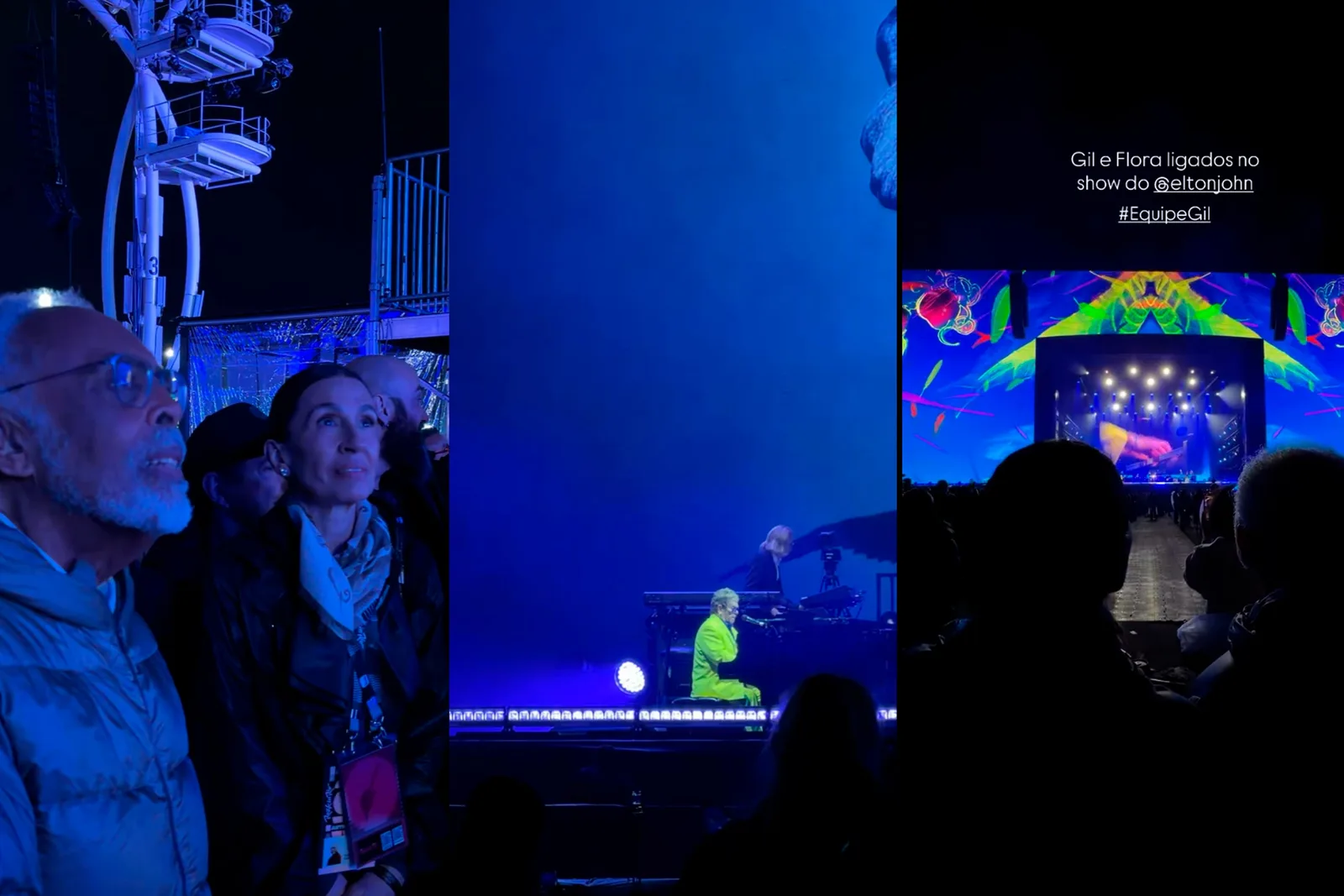 Gilberto Gil vê show de Elton John ao lado de Flora no Rock in Rio