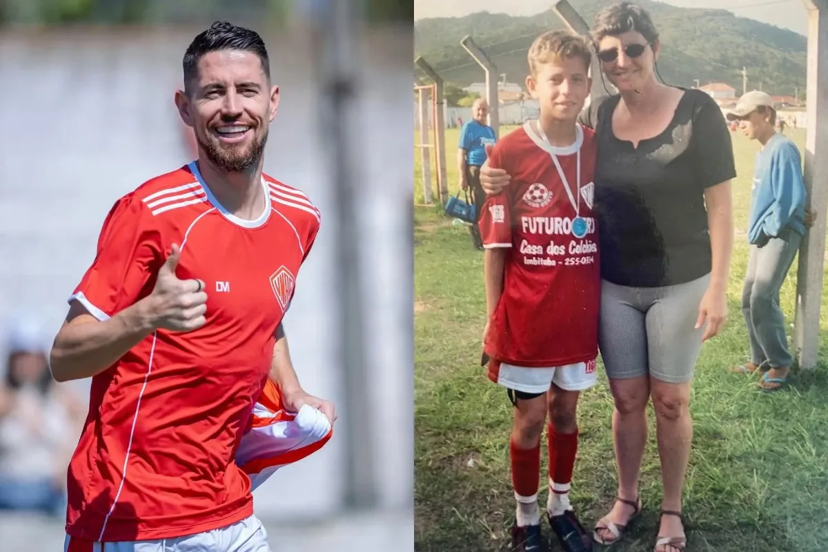 Jorginho leva os filhos à escolinha onde deu os primeiros passos em Imbituba