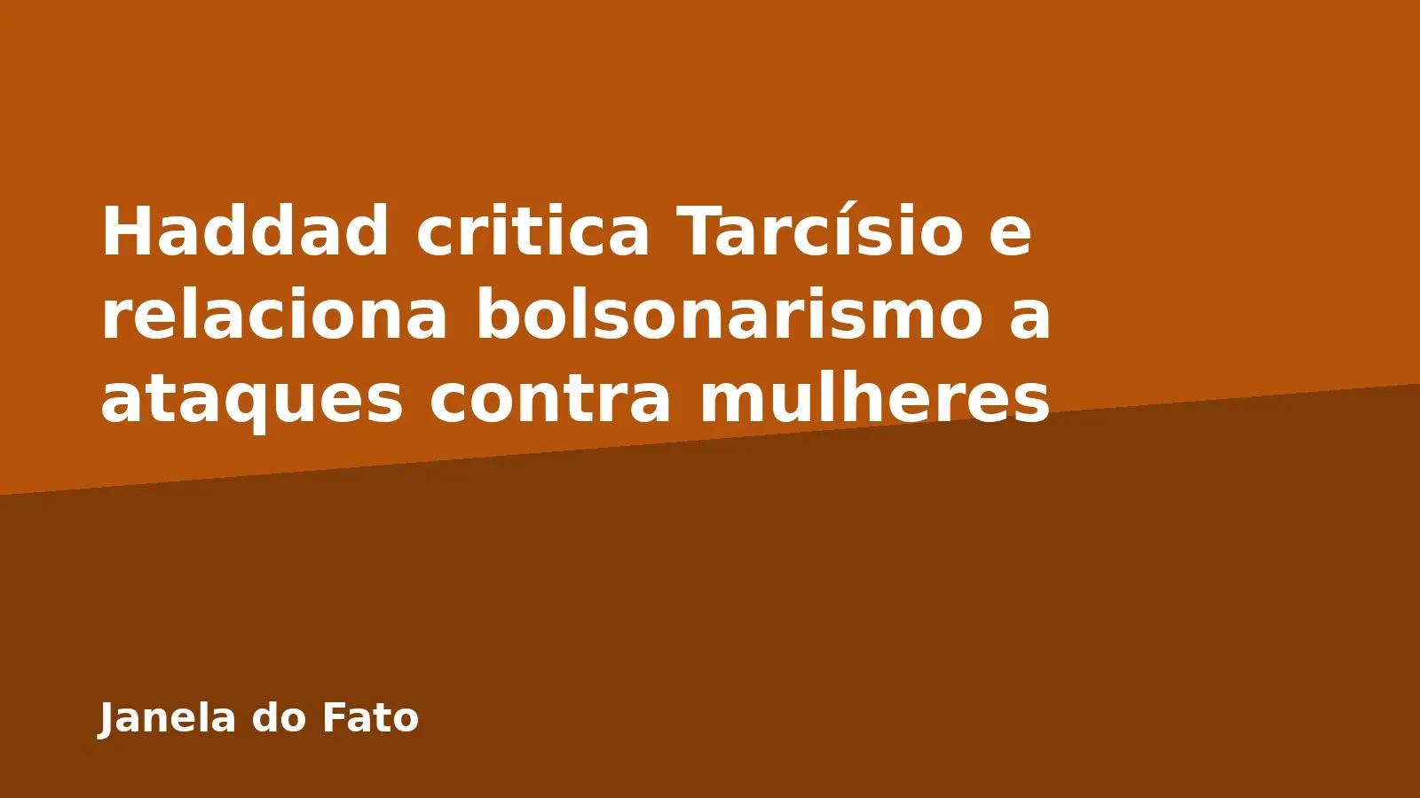 Haddad critica Tarcísio e relaciona bolsonarismo a ataques contra mulheres