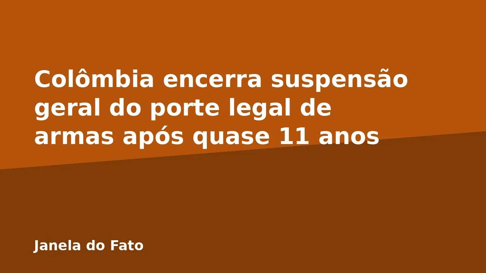 Colômbia encerra suspensão geral do porte legal de armas após quase 11 anos