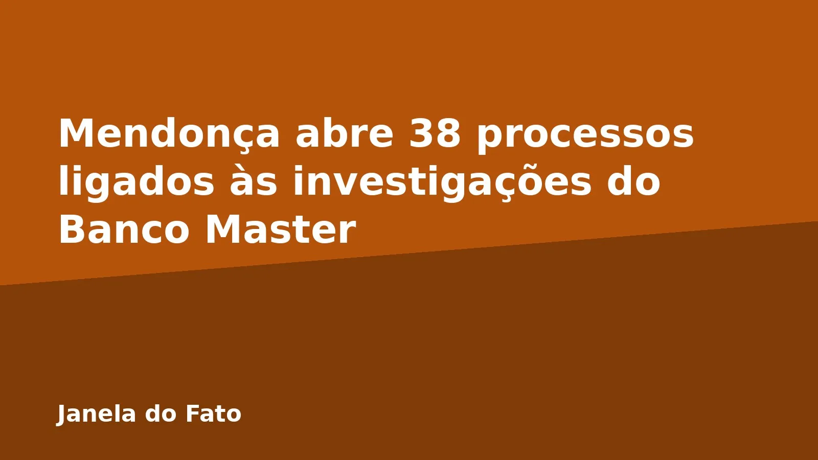 Mendonça abre 38 processos ligados às investigações do Banco Master