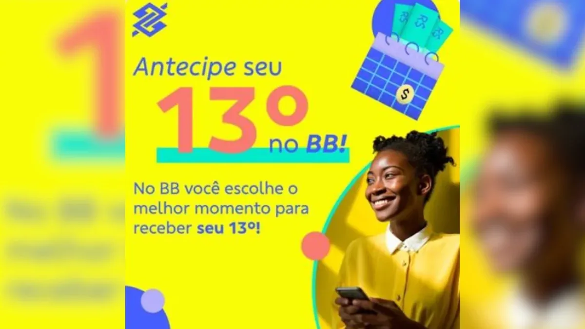 Imagem enviada pelo BB destaca 13º em vermelho em mensagem a clientes