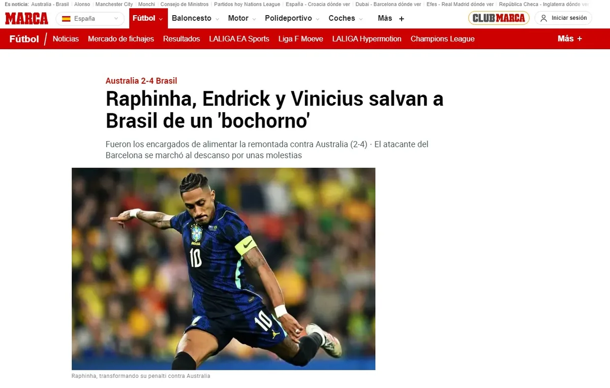 Raphinha, Vinicius Jr. e Endrick são destacados após vitória do Brasil