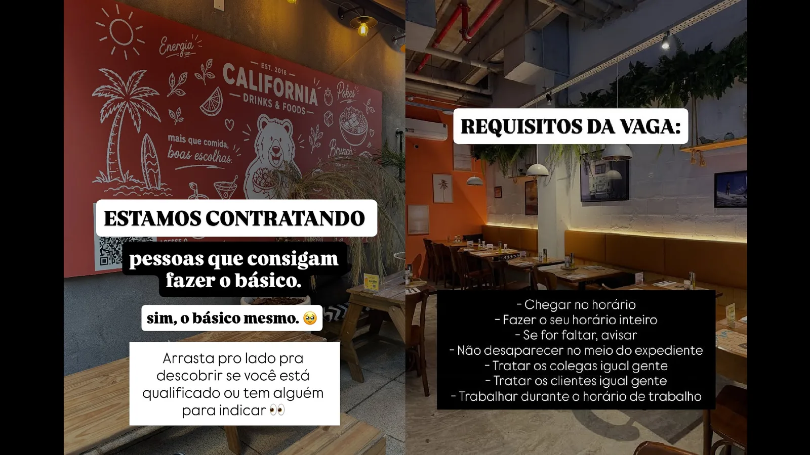 Vaga de restaurante em São Paulo viraliza ao listar exigências básicas
