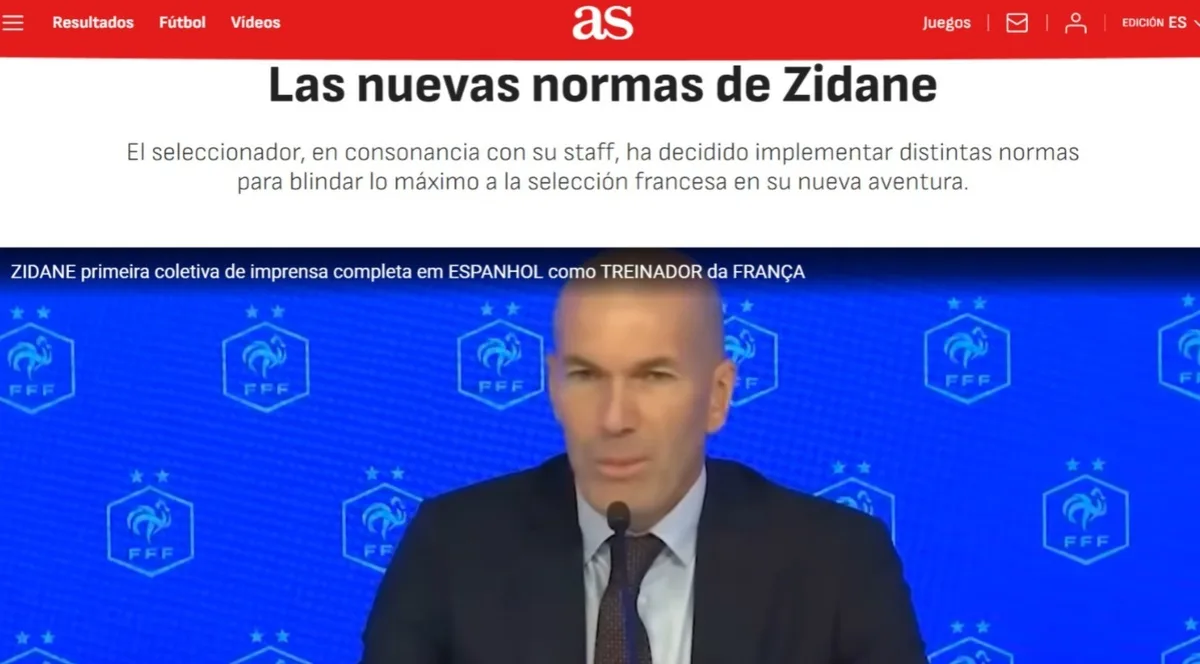 Zidane libera zonas mistas e restringe imagens na seleção francesa